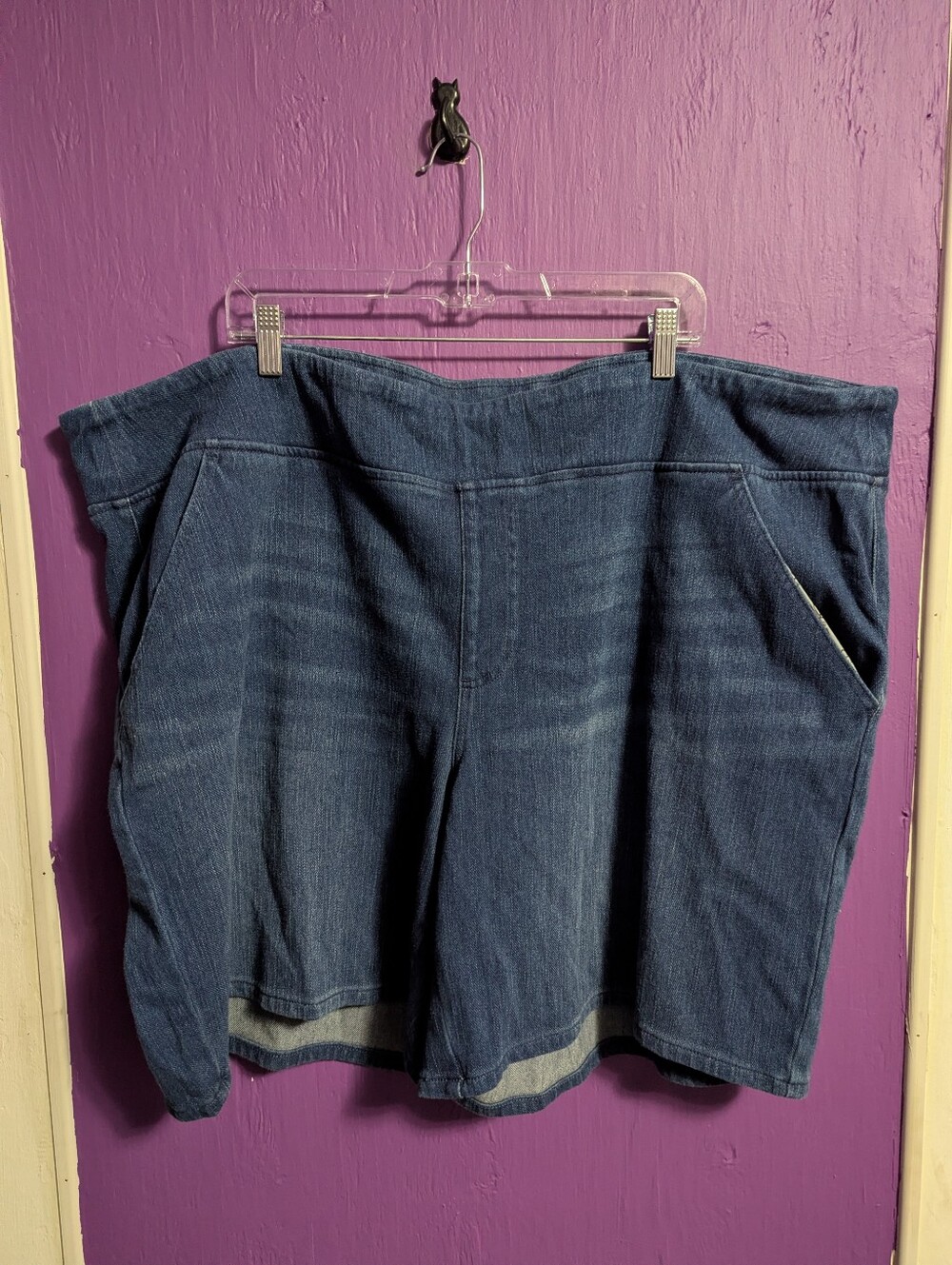 💜 Belle By Kim Gravel Medium Wash Pull On Stretch Jean Shorts 32 5X 6X